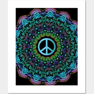 KALIEDOSCOPE Peace Sign Blue - Peace Activist Art Posters and Art